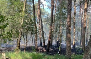 Kreisfeuerwehr Rotenburg (Wümme): FW-ROW: ++ Waldbrand in Tiste - 1800 Quadratmeter Waldfläche in Brand ++ Schwerer Verkehrsunfall auf der L 130