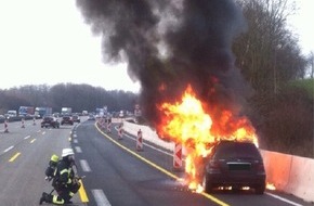 Feuerwehr Erkrath: FW-ME: PKW-Brand auf der Autobahn