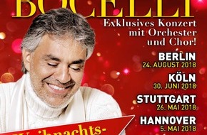 Global Event & Entertainment GmbH: Andrea Bocelli Deutschlandtour 2018 - Weihnachtsaktion