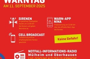 Feuerwehr Mülheim an der Ruhr: FW-MH: Bundesweiter Warntag am 11. September: Sirenen, Warn-Apps und Notfallradio in Mülheim