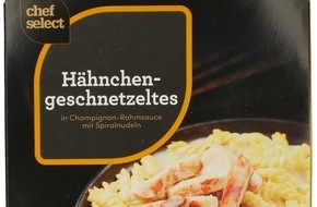 Lidl: Der Hersteller Allgäu Fresh Foods GmbH & Co. KG informiert über einen Warenrückruf des Produktes "Chef Select Hähnchengeschnetzeltes in Champignon-Rahmsauce mit Spiralnudeln, 400g"