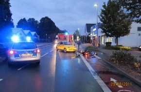 Polizeiinspektion Hameln-Pyrmont/Holzminden: POL-HOL: Holzminden: Allersheimer Straße / Lidl-Parkplatz: Rollerfahrer bei Zusammenstoß schwer verletzt - PKW beim Abbiegen mit Zweiradfahrer zusammen gestoßen -