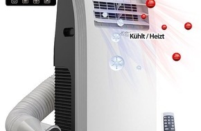 PEARL GmbH: Sichler Haushaltsgeräte Mobile Monoblock-Klimaanlage mit Heiz-Funktion, 12.000 BTU/h, 3.500 Watt: 4in1 mit Kühl-, Heiz-, Entfeuchtungs- & Ventilator-Funktion