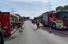 Feuerwehr Gladbeck: FW-GLA: Produktaustritt aus Tankwagen auf der BAB 2