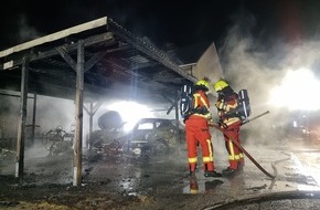 Kreisfeuerwehrverband Segeberg: FW-SE: Feuer zerstört mehrere Fahrzeuge mit zwei Folgeeinsätzen