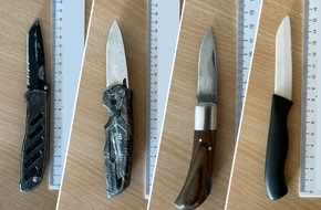 Polizeipräsidium Mittelhessen - Pressestelle Gießen: POL-GI: Gießen: Kontrollmaßnahmen "Sicheres Gießen" - mehrere Messer in Bussen sichergestellt