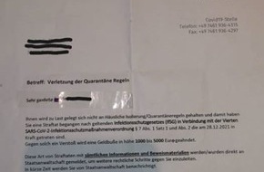 Polizeipräsidium Konstanz: POL-KN: (Tuttlingen) Gefälschte Schreiben des Tuttlinger Gesundheitsamtes im Umlauf - Polizei warnt (26.01.2022)