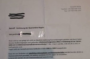 Polizeipräsidium Konstanz: POL-KN: (Tuttlingen) Gefälschte Schreiben des Tuttlinger Gesundheitsamtes im Umlauf - Polizei warnt (26.01.2022)