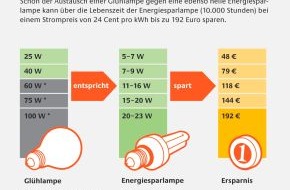 Deutsche Energie-Agentur GmbH (dena): Die 60 Watt Glühlampe geht - die Alternativen sind schon da / Initiative EnergieEffizienz: Bis zu 80 Prozent Einsparung durch Energiesparlampen und LED. (mit Bild)