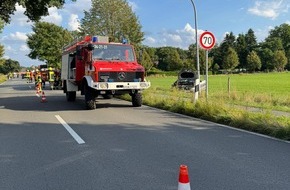 Kreisfeuerwehr Rotenburg (Wümme): FW-ROW: Verkehrsunfall in Wensebrock - Fahrer verletzt, Beifahrer flüchtig aufgefunden