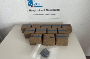 Hauptzollamt Osnabrück: HZA-OS: Osnabrücker Zoll stellt mehr als 11 Kilogramm Haschisch sicher
