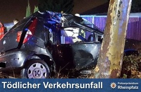 Polizeipräsidium Rheinpfalz: POL-PPRP: Tödlicher Verkehrsunfall