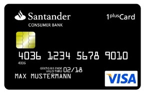 Santander Consumer Bank AG: Santander bietet 1plus Visa-Card mit kostenlosem Girokonto