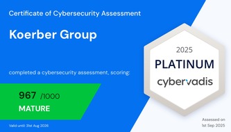 Körber AG: Körber achieves top "Platinum" rating in CyberVadis rating 2025
