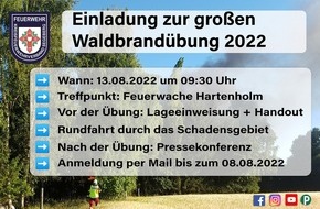 Kreisfeuerwehrverband Segeberg: FW-SE: Großübung in der "Försterei Heidmühlen der Schleswig-Holsteinischen Landesforsten" am 13.08.2022 (Vertreter*innen der Presse)