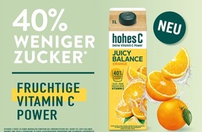 Eckes-Granini Group GmbH: hohes C Juicy Balance - 40 % weniger Zucker - Fruchtige Vitamin C Power