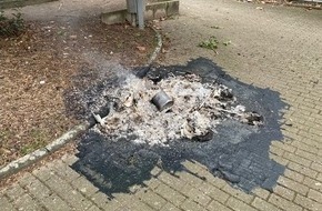 Polizei Mettmann: POL-ME: Abgebrannte Mülltonne: Polizei bittet um Hinweise - Ratingen - 2502030