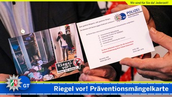 Polizei Gütersloh: POL-GT: Riegel vor! Sicher ist sicherer. Berater verteilen Präventionsmängelkarten