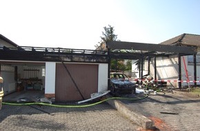 Polizeidirektion Kaiserslautern: POL-PDKL: Brand Carport mit Pkw und Folgeschäden Nachbaranwesen