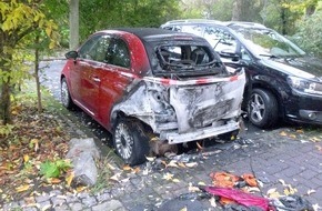 Polizeipräsidium Nordhessen - Kassel: POL-KS: Fiat 500 in Brand gesetzt und mehrere Kennzeichen besprüht: Zeugen in Berlepschstraße gesucht