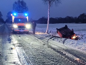 POL-STD: Wintereinbruch auf den Straßen im Landkreis Stade - mehrere Unfälle am frühen Morgen - nur leicht verletzte Personen