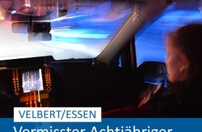 Polizei Mettmann: POL-ME: Rücknahme der Öffentlichkeitsfahndung: Vermisster Achtjähriger wohlbehalten angetroffen - Vebert/Essen - 2406022