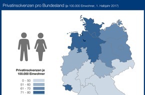 CRIF GmbH: Schuldenbarometer: 13,2 Prozent weniger Privatinsolvenzen in Deutschland / Norden bleibt Insolvenzhochburg