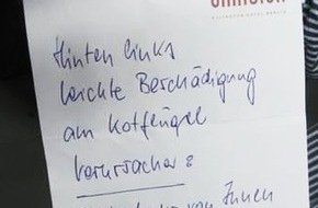 Polizeiinspektion Hameln-Pyrmont/Holzminden: POL-HM: Verkehrsunfallflucht im Rondell-Parkhaus - Unbekannter lässt Notiz zurück