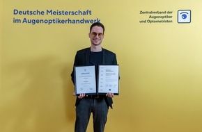 Zentralverband der Augenoptiker und Optometristen - ZVA: Fin Ronan Poll aus Mecklenburg-Vorpommern ist Deutschlands bester Nachwuchs-Augenoptiker 2025