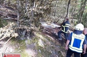 Feuerwehr Plettenberg: FW-PL: OT-Eiringhausen. Kleiner Brand auf abgebrannter Waldfläche schnell gelöscht.