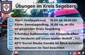 Kreisfeuerwehrverband Segeberg: FW-SE: Hinweis auf mehrere Übungen im Kreis Segeberg