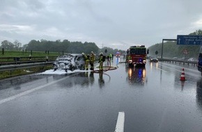 Feuerwehr Gladbeck: FW-GLA: PKW brennt auf der A2