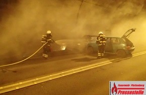 Feuerwehr Plettenberg: FW-PL: OT-Stadtmitte. Zwei PKW kollidieren im Hestenbergtunnel und geraten in Brand. Turnusmäßige Übung der Feuerwehr erfolgreich beendet.