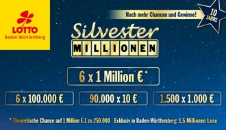 Lotto Baden-Württemberg: Noch mehr Gewinne bei Lotterie Silvester-Millionen