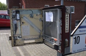 Polizei Rheinisch-Bergischer Kreis: POL-RBK: Kürten - Erneut Zigarettenautomat aufgebrochen und vollständig geleert