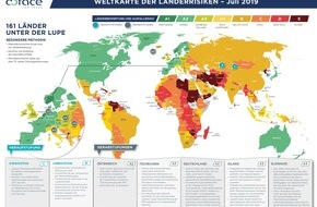 Coface Deutschland: Coface: Nur noch vier Länder A1 / Viel Rot auf der Risikoweltkarte - Nord-Süd- und West-Ost-Gefälle