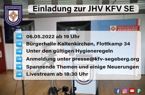 Kreisfeuerwehrverband Segeberg: FW-SE: Einladung zur Jahreshauptversammlung (Vertreter*innen der Presse)