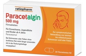 ratiopharm GmbH: Schmerzmittelinnovation für den deutschen Markt / Paracetamol jetzt neu mit natürlichem Algin erhältlich