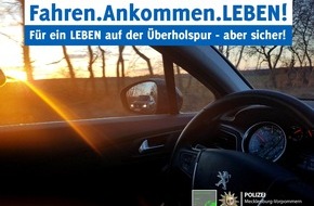 Polizeipräsidium Neubrandenburg: POL-NB: Auftakt der Kontrollen "Fahren.Ankommen.LEBEN!" im März zum Thema Überholen