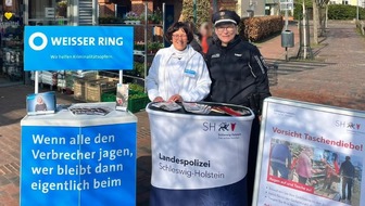Polizeidirektion Lübeck: POL-HL: Polizeidirektion Lübeck / Polizei und Weißer Ring setzen Beratung zum Thema Taschendiebstähle fort