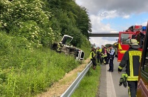 Feuerwehr Dortmund: FW-DO: 07.06.2020 A45 Fahrer befreit sich selbständig aus PKW