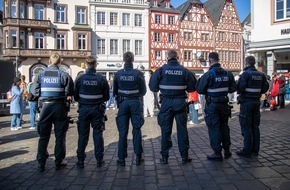 Polizeipräsidium Trier: POL-PPTR: Fröhlich, friedlich, feierlustig: Rosenmontag im Polizeipräsidium Trier