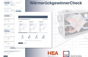HEA-Fachgemeinschaft für effiziente Energieanwendung e.V.: HEA und VdZ veröffentlichen interaktiven WärmerückgewinnerCheck