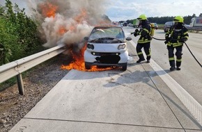 Kreisfeuerwehr Rotenburg (Wümme): FW-ROW: Brennender PKW auf Autobahn