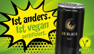 28 BLACK: Veganer Lifestyle mit Energy Drink 28 BLACK / Schon immer vegan /  Jetzt auch zertifiziert