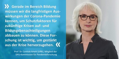 Leibniz-Institut für Bildungsverläufe: Statement: Bildungsforscherin Cordula Artelt zur aktuellen Stellungnahme der Pandemie-Kommission der Deutschen Forschungsgemeinschaft