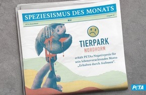 PETA Deutschland e.V.: Makaberes Motto: "Erhalten durch Aufessen" - Tierpark Nordhorn erhält PETAs Negativpreis "Speziesismus des Monats"