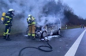 Polizeiautobahnstation Kaiserslautern und Zentrale Verkehrsdienste: POL-PASTKL: Advent Advent ein PKW brennt...