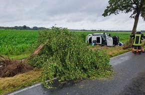 Polizeiinspektion Stade: POL-STD: Harsefeld: Überholmanöver missglückt - Autofahrer schwer verletzt