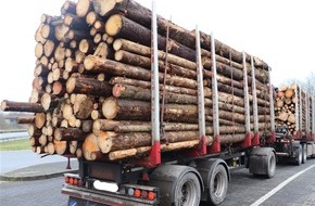 Polizeipräsidium Trier: POL-PPTR: Falscher Fahrtenschreiber und Holztransport um fast 50% überladen